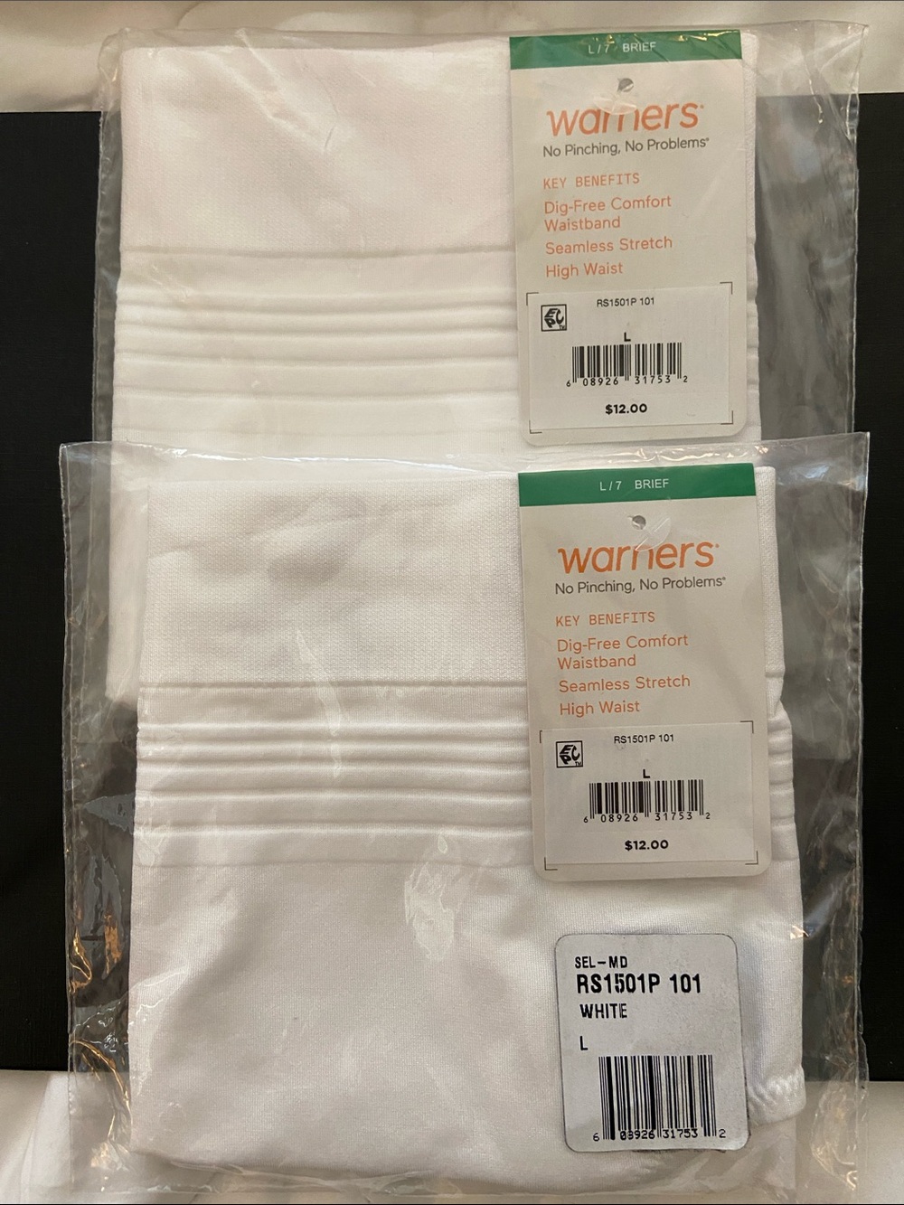 Warner's White High-Waist Seamless Briefs – (2) 7 NWT